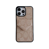 Classic iPhone Case With Card Holder And Strap Light Black -SJ240513