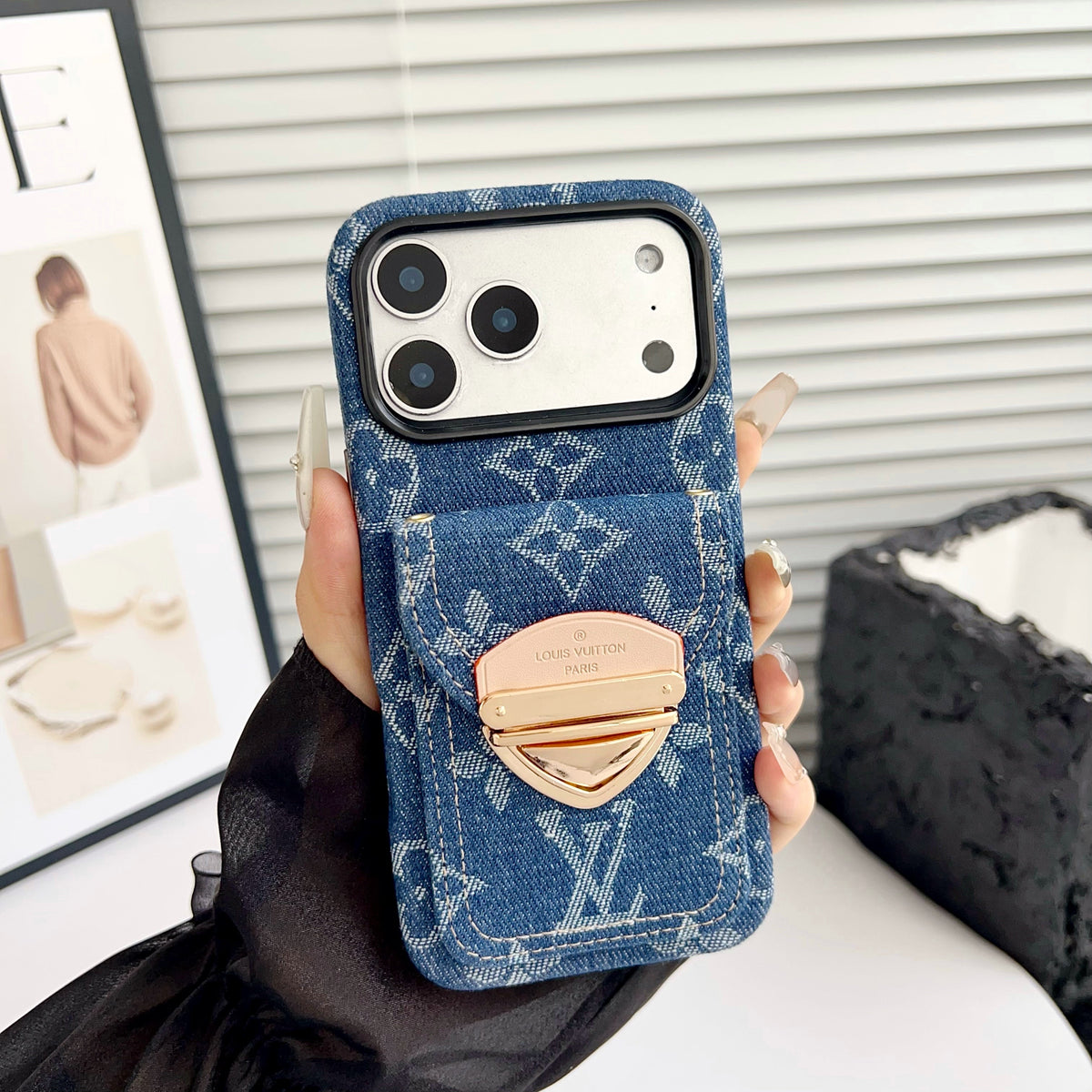 Luxury Crossbody iPhone Case with Card Pocket & Detachable Strap