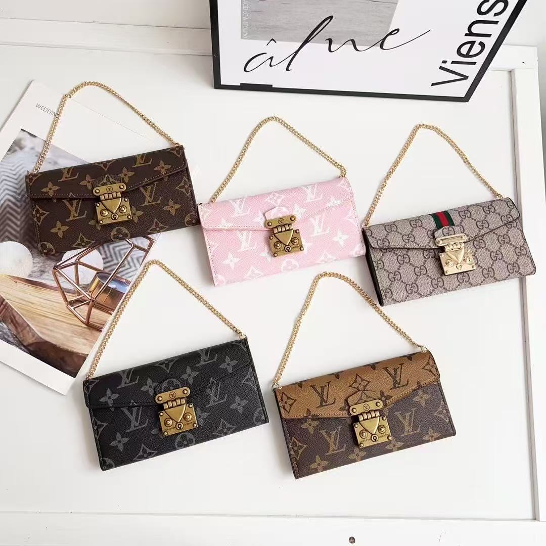 Letter Holster Scarf Chain Wallet Case For iPhone
