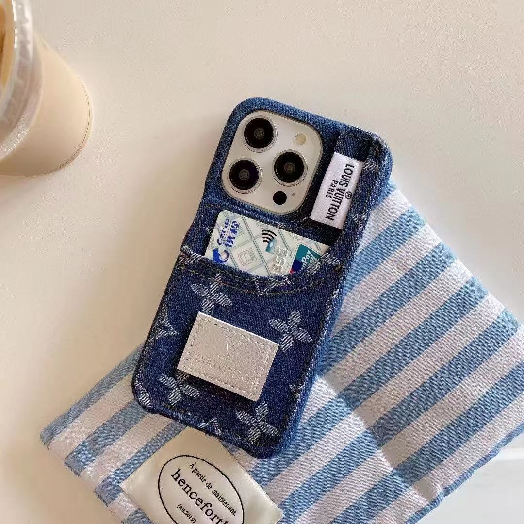 Blue Denim Card Design Phone Case For iPhone
