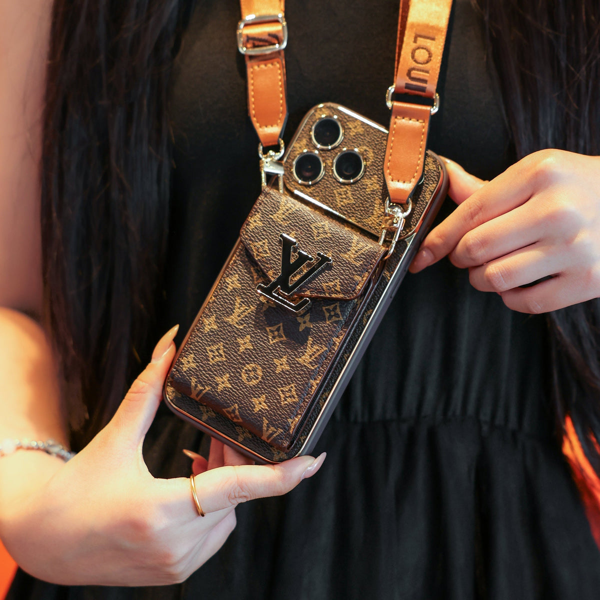 New Classic Luxury Card Holder iPhone Case with Crossbody Strap 01