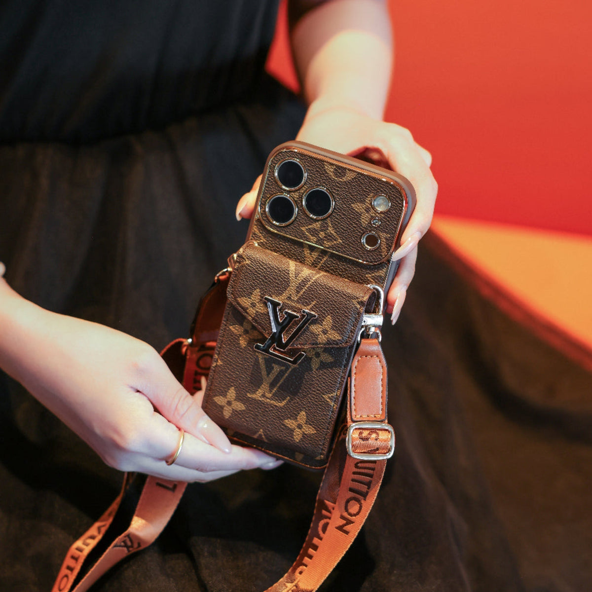 New Classic Luxury Card Holder iPhone Case with Crossbody Strap 01