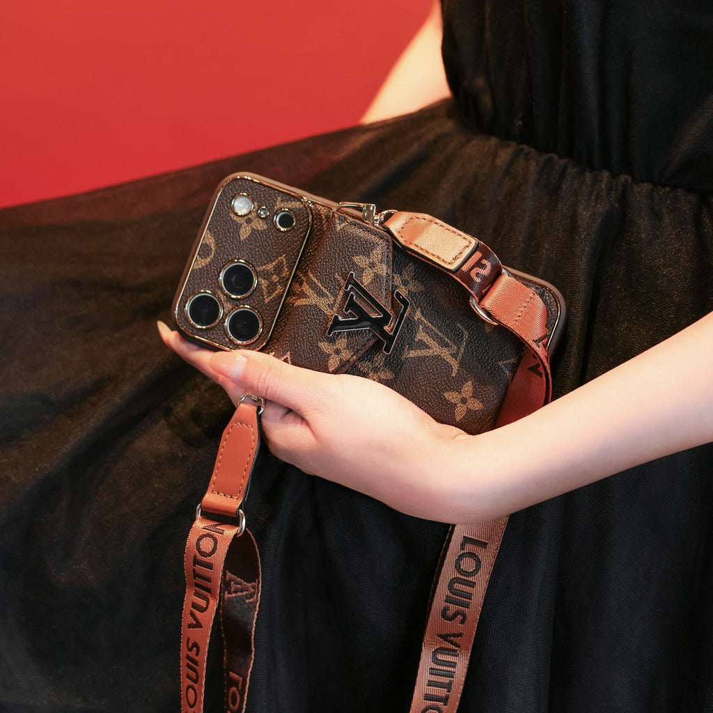New Classic Luxury Card Holder iPhone Case with Crossbody Strap 01