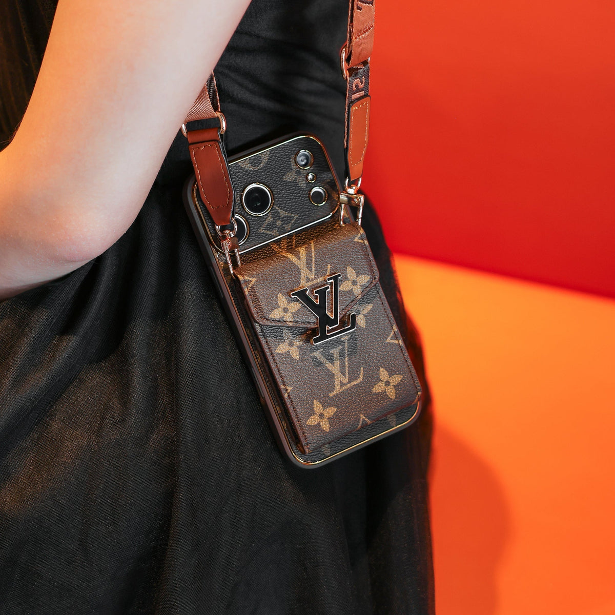 New Classic Luxury Card Holder iPhone Case with Crossbody Strap 01
