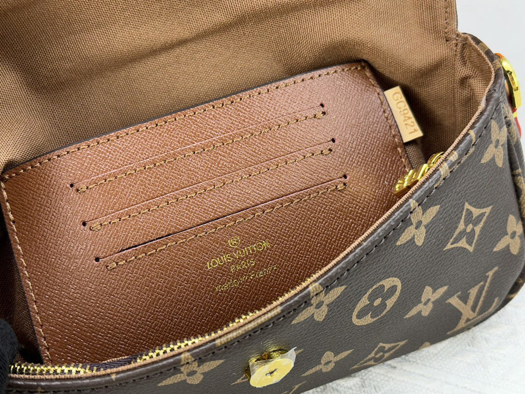 Brown Embossed Chain Bag