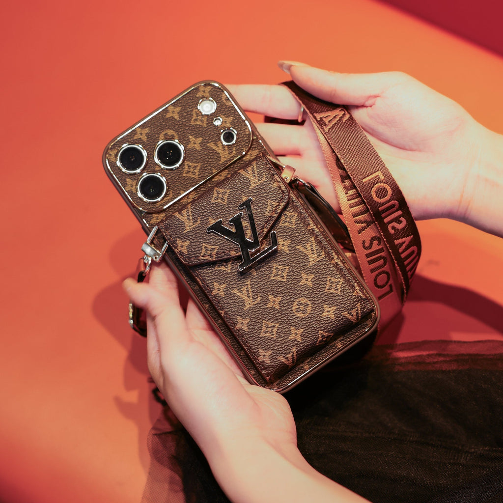 New Classic Luxury Card Holder iPhone Case with Crossbody Strap 01