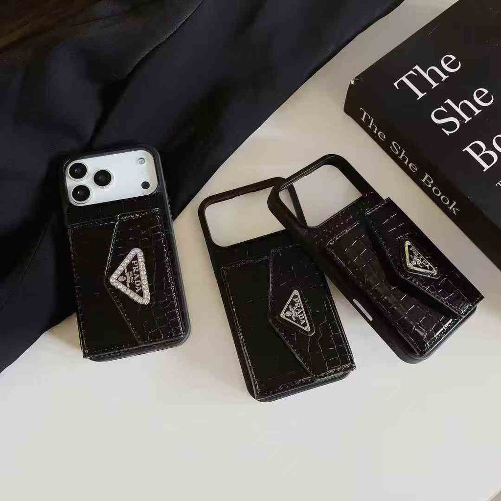 Black Card Wallet Phone Case For iPhone