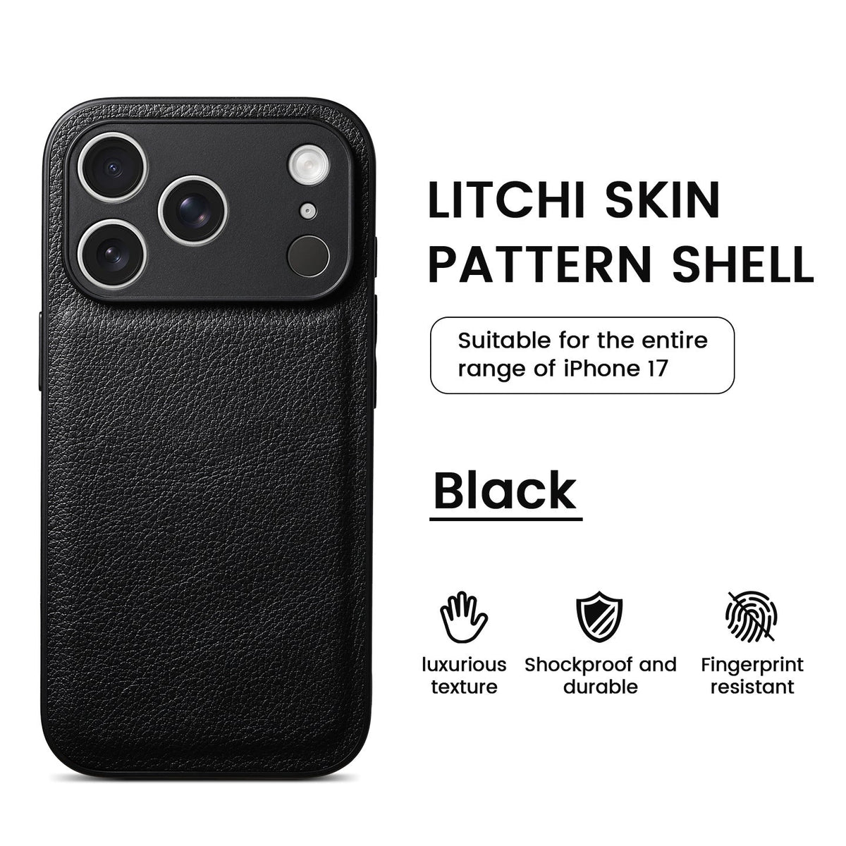 Premium Litchi Skin Pattern Leather Case for iPhone